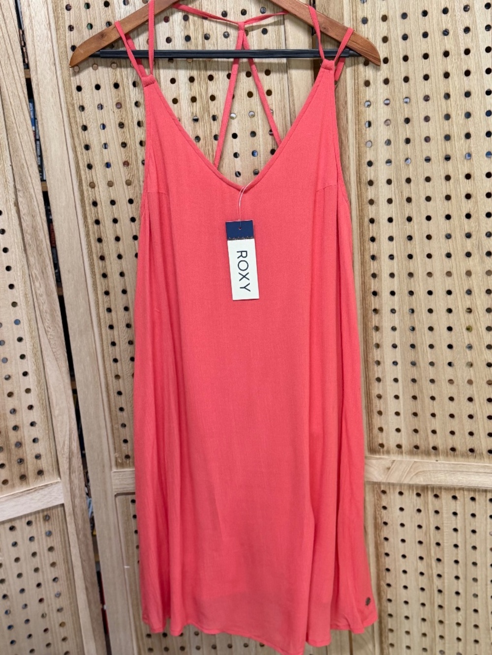 Roxy Bright Coral Strappy Mini Dress NWT Size M Summer Beach Casual